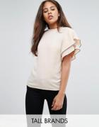 Y.a.s Tall Ruffle Sleeve High Neck Blouse - Beige
