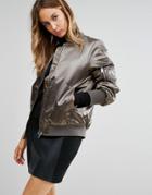 Vila Sateen Bomber Jacket - Gray