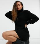 Asos Design Petite Zip Through Dress In Black