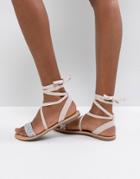 Asos Fi Embellished Flat Sandals - Beige
