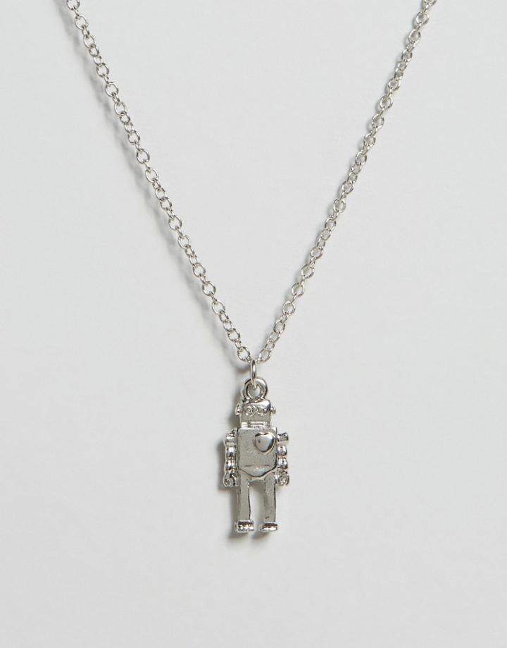 Asos Mini Robot Necklace - Silver