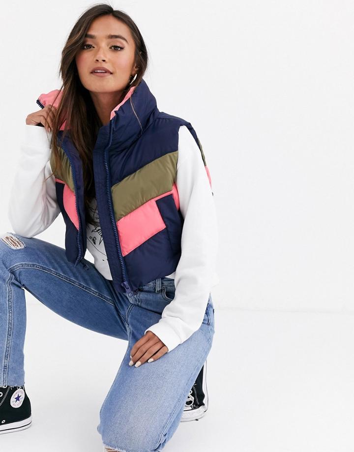 Asos Design Padded Color Block Vest Jacket