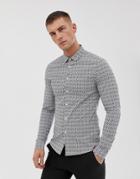 Asos Design Skinny Smart Work Floral Shirt-blue