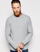 Asos Cable Knit Sweater - Gray