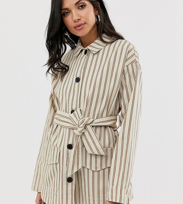 Asos Design Tall Stripe Jacket - Multi