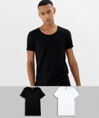 Asos Design T-shirt With Scoop Neck 2 Pack Save - Multi
