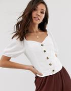 Abercrombie & Fitch Button Through Linen Shirt-white