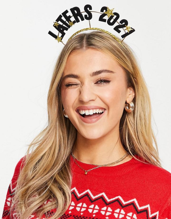 Asos Design Christmas Headband With Laters 2021-multi