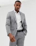 Avail London Slim Fit Prince Of Wales Check Suit Jacket In Black And White - Black