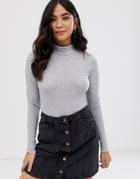 New Look Turtleneck Long Sleeved Body In Gray - Gray