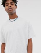 Asos Design Recycled Oversized T-shirt With Crew Neck In White Marl - Gray