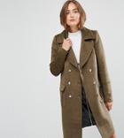 Y.a.s Tall Military Pocket Detail Double Breasted Coat - Green