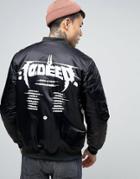 10 Deep Bomber Jacket With Tour Back Print - Black
