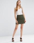 Asos A-line Mini Skirt With Scallop Hem - Green