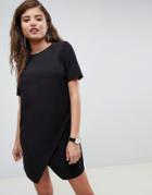Asos Design Asymmetric Clean Shift Dress - Black