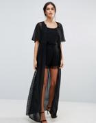 Amy Lynn Lace Maxi Jacket With Short Sleeves - Black
