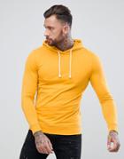 Troy Over Head Hood Sweat In Washed Mustard - Tan