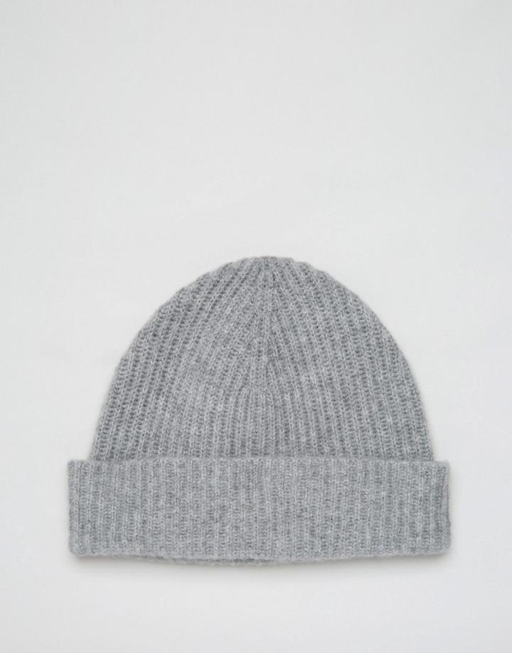 Asos Cashmere Beanie In Gray - Gray