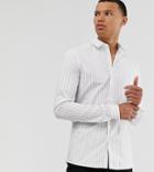 Asos Design Tall Skinny Fit Stripe Work Shirt In White & Navy
