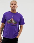 Bershka Join Life Loose Fit T-shirt With Volcano Print In Purple - Purple