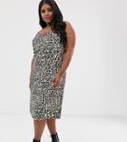 Brave Soul Plus Elise Midi Cami Dress In Leopard - Brown