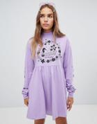 Lazy Oaf Not Working Long Sleeve Dress - Purple