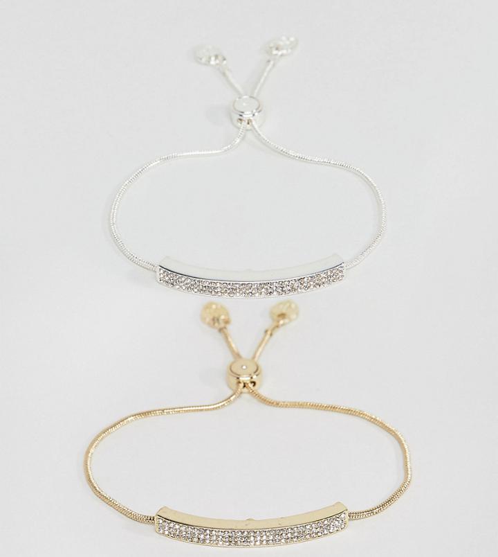 Lipsy Crystal Toggle Bracelets In 2 Pack - Multi