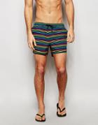 Asos Short Length Swim Shorts With Rainbow Stripe - Multi