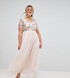 Club L Plus Maxi Dress With Sequin Top - Pink