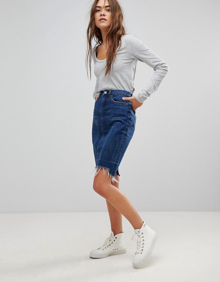 Blank Nyc Drop Hem Denim Pencil Skirt - Blue