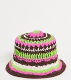 Collusion Unisex Crochet Stripe Bucket Hat-multi
