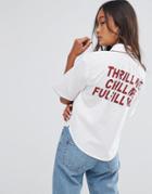 Stylenanda Bowling Shirt With Thrill Me Backprint - White