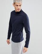 Selected Homme Long Sleeve T-shirt With High Neck - Navy