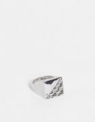 Topshop Quilted Signet Ring In Silver