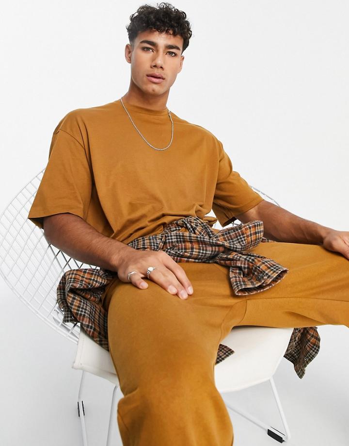 Jack & Jones Oversized Lounge T-shirt And Sweatpants Set In Brown