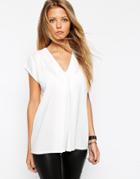 Asos V- Neck Origami T-shirt - Cream