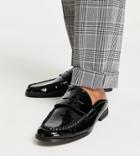 London Rebel X Wide Fit Faux Leather Penny Backless Mules In Black