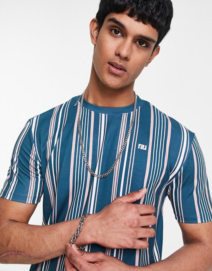 River Island Stripe T-shirt In Green