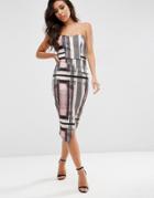 Asos Shard Print Bandeau Midi Dress - Print