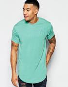 Siksilk Longline T-shirt With Curved Hem And Burnout - Teal