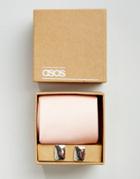 Asos Wedding Tie In Pink And Cufflink Pack - Pink