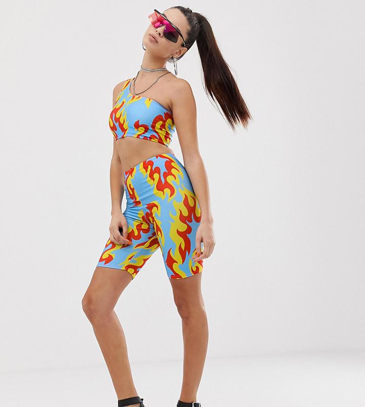 Jade Clark X Tara Khorzad Legging Shorts With Flame Print - Blue