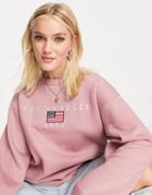 Daisy Street Relaxed Sweatshirt With Los Angeles Print In Pink