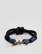 Icon Brand Navy Cord Bracelet With Anchor Closure - Navy