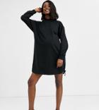 Asos Design Maternity Hoodie Sweat Mini Dress-black