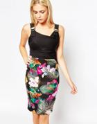 Lipsy Cami Dress With Tropical Print Skirt - Multi