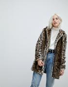 Vero Moda Longline Leopard Print Jacket - Gray