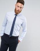 Moss London Skinny Smart Shirt In Texture With Double Cuff - Blue