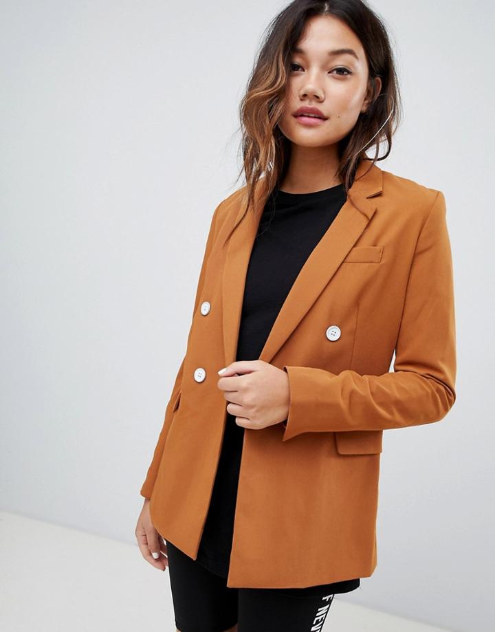 Bershka Double Breasted Blazer - Beige