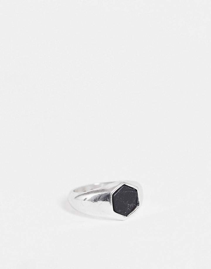 Icon Brand Syndicate Stone Signet Ring In Silver